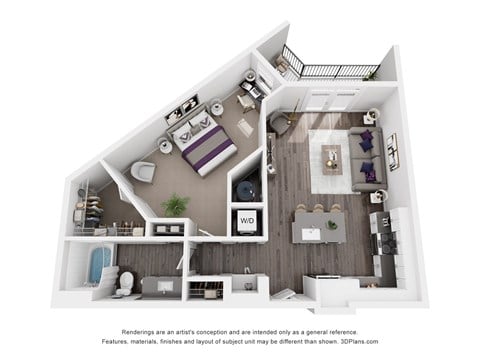 Floor plan for 1 bed, 1 bath, 812 sqft